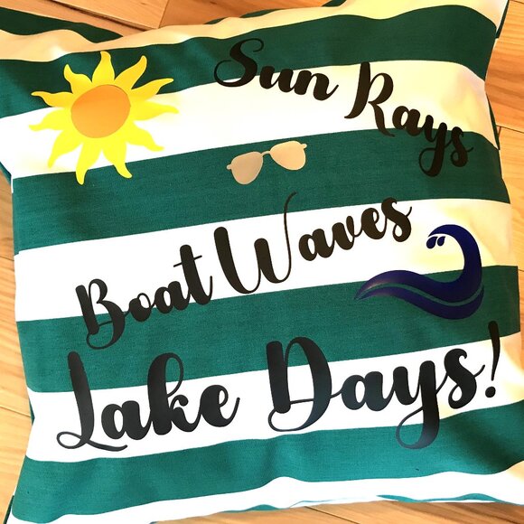 Summer Lake House Pillow Cover, 18 x 18: Boating Theme Cabin Decor - Picture 5 of 9